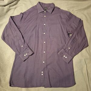 Ike Behar-Black Label 120's Two Ply-Fancy Purple Dress Shirt Men 16.5 x 34/35